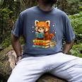 Reading Book Lover Red Panda Read Books Be Kind Stays Weird Men's Comfort Colors T-Shirt Denim