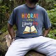 Reading Books Bibliophile Hooray It's Library Day Men's Comfort Colors T-Shirt Denim