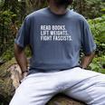 Women's Read Books Lift Weights Fight Fascists Reading Activism Men's Comfort Colors T-Shirt Denim