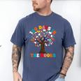 100 Days In The Books Reading Teacher 100th Day Of School Premium Men's Comfort Colors T-Shirt Blue Jean