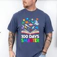 100th Day Of School Astronaut Books Space 100 Days Smarter Men's Comfort Colors T-Shirt Blue Jean