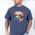 Adorable Book Lover Axolotl With Reading Glasses Cute Men's Comfort Colors T-Shirt Blue Jean