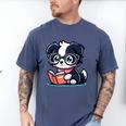 Adorable Book Lover Border Collie With Reading Glasses Cute Raglan Baseball Tee Men's Comfort Colors T-Shirt Blue Jean