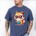 Adorable Book Lover Chipmunk With Reading Glasses Cute Premium Men's Comfort Colors T-Shirt Blue Jean