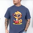 Adorable Book Lover Ostrich With Reading Glasses Cute Men's Comfort Colors T-Shirt Blue Jean