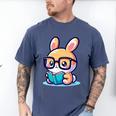 Adorable Book Lover Rabbit With Reading Glasses Cute Premium Men's Comfort Colors T-Shirt Blue Jean