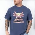 Axolotl Books Readsalotl Reading Bookworm Kawaii Axolotl Men's Comfort Colors T-Shirt Blue Jean