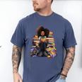 Back To School Afro Melanin Girl Reading Book Bookworm Men's Comfort Colors T-Shirt Blue Jean