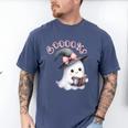 Boo Ghost Books Coquette Bow Halloween Women School Teacher Men's Comfort Colors T-Shirt Blue Jean