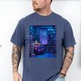 Book Library Bookshelf Armchair Window Pattern Print Men's Comfort Colors T-Shirt Blue Jean