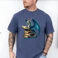 Book Lover Bookworm Reading Books Dragon Sci-Fi Character Men's Comfort Colors T-Shirt Blue Jean