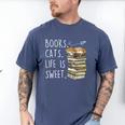Book Lovers Books Cats Life Is Sweet Cat Lover Men's Comfort Colors T-Shirt Blue Jean Book Lovers Books Cats Life Is Sweet Cat Lover Men's Comfort Colors T-Shirt Blue Jean