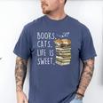 Book Lovers Books Cats Life Is Sweet Cat Lovers Men's Comfort Colors T-Shirt Blue Jean Book Lovers Books Cats Life Is Sweet Cat Lovers Men's Comfort Colors T-Shirt Blue Jean