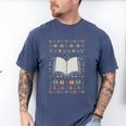 Book Reading Ugly Christmas Men's Comfort Colors T-Shirt Blue Jean
