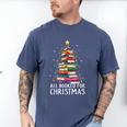 All Booked For Christmas Book Christmas Tree Lights Men's Comfort Colors T-Shirt Blue Jean