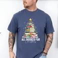 All Booked For Christmas Coquette Books Teacher Xmas Tree Men's Comfort Colors T-Shirt Blue Jean