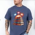 Books Fireworks 4th Of July Bookworm Patriotic Reader Men's Comfort Colors T-Shirt Blue Jean