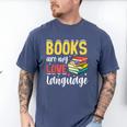 Books Are My Love Language Stack Men's Comfort Colors T-Shirt Blue Jean