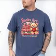 Books Are My Love Language Teddy Bear Book Lovers Valentine Men's Comfort Colors T-Shirt Blue Jean
