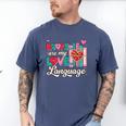 Books Are My Love Language Valentines Book Lover Librarian Men's Comfort Colors T-Shirt Blue Jean