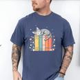 Books Lover Cute Sleepy Cat Relax Reading Vibe Men's Comfort Colors T-Shirt Blue Jean