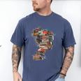 Books Lover Women Art Colorful Drawing Graphic Books Men's Comfort Colors T-Shirt Blue Jean