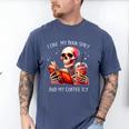 I Like My Books Spicy And My Coffee Icy Skeleton Men's Comfort Colors T-Shirt Blue Jean