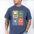 Books Yarn Coffee Repeat Crocheting Men's Comfort Colors T-Shirt Blue Jean
