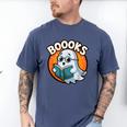 BOOOKS Cute Ghost Reading Books Halloween Men's Comfort Colors T-Shirt Blue Jean