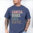 Camera Books Cats And Coffee Lover Photography Men Women Men's Comfort Colors T-Shirt Blue Jean