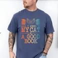 Cat & Book Art For Men Women Cat Librarian Novel Book Lover Men's Comfort Colors T-Shirt Blue Jean