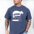Cat Book Books And Cats Cat Lover Cat Mom Book Lovers Men's Comfort Colors T-Shirt Blue Jean