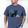 Cat Midcentury With Book And Coffee Atomic Age Mid Century Men's Comfort Colors T-Shirt Blue Jean