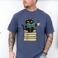 Cat Reading Book Men's Comfort Colors T-Shirt Blue Jean Cat Reading Book Men's Comfort Colors T-Shirt Blue Jean