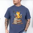 Cat Reading Books Men's Comfort Colors T-Shirt Blue Jean Cat Reading Books Men's Comfort Colors T-Shirt Blue Jean