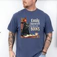 Cats And Books Book & Cat Lover Easily Distracted By Men's Comfort Colors T-Shirt Blue Jean