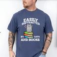 Cats And Books Read Reading Librarian Book Across America Men's Comfort Colors T-Shirt Blue Jean