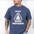 Caution Slippery When Reading Book Lover Men's Comfort Colors T-Shirt Blue Jean