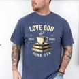 Christian Bookworm Love God Read Books Drink Tea Men's Comfort Colors T-Shirt Blue Jean