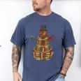 Christmas Snowman Made Of Books Holiday Reading Xmas Men's Comfort Colors T-Shirt Blue Jean