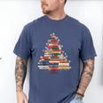 Christmas Tree Book Bookworm Men's Comfort Colors T-Shirt Blue Jean