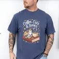 Coffee Cats & Books Cute Cat Book Lover Reading Men's Comfort Colors T-Shirt Blue Jean Coffee Cats & Books Cute Cat Book Lover Reading Men's Comfort Colors T-Shirt Blue Jean