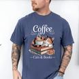 Coffee Cats And Books Cozy Calico Reader Love Cute Cat Men's Comfort Colors T-Shirt Blue Jean Coffee Cats And Books Cozy Calico Reader Love Cute Cat Men's Comfort Colors T-Shirt Blue Jean
