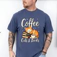 Coffee Cats And Books Lover For Women & Men Coffee Men's Comfort Colors T-Shirt Blue Jean Coffee Cats And Books Lover For Women & Men Coffee Men's Comfort Colors T-Shirt Blue Jean