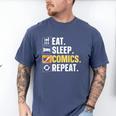 Comic Book Comic Stuff & Accessories -Adult Small Modern Letter Print Crew Collar Short Sleeve T-Shirt Men's Comfort Colors T-Shirt Blue Jean