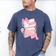 Coquette Reading Book Lover Pink Bow Bookish Mom & Daughter Men's Comfort Colors T-Shirt Blue Jean
