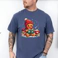 Cozy Gingerbread Christmas Reading Book Xmas Snowflakes Fall Men's Comfort Colors T-Shirt Blue Jean