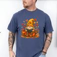 Cute Autumn Gnome Reading Pumpkin Book Lover Men's Comfort Colors T-Shirt Blue Jean