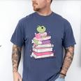 Cute Book Lover Frog Pretty Girls Read Books Kawaii Reading Men's Comfort Colors T-Shirt Blue Jean