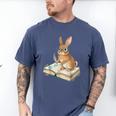 Cute Bunny Reading Book Glasses Bookworm Men's Comfort Colors T-Shirt Blue Jean